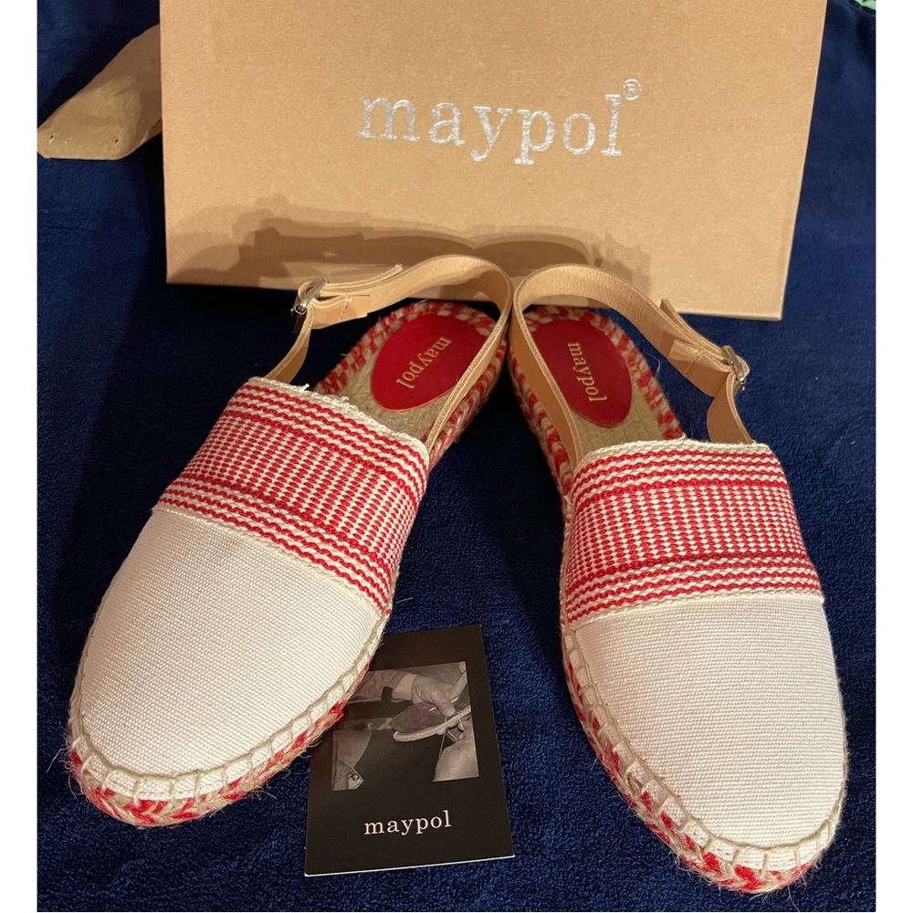 Anthropologie x Maypol Sonny Slingback Red and White Espadrilles NWT SZ 10 - Picture 7 of 16